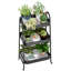 Chariot de cuisine à panier de fruits - Chariot de rangement à roulettes à 3 niveaux avec roulettes, panier de fruits et légumes avec plateau en bois, organisateur de cuisine utilitaire pour les fruits, les pommes de terre, l'oignon et le pain