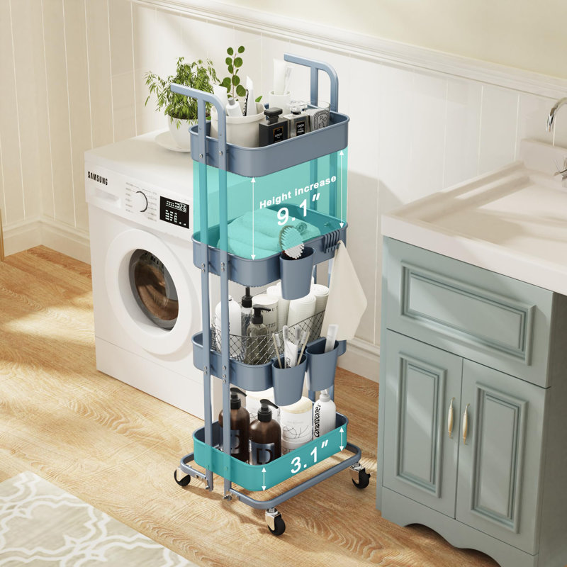 48.6'' H x 18.7'' W Utility Cart with Wheels, Blue