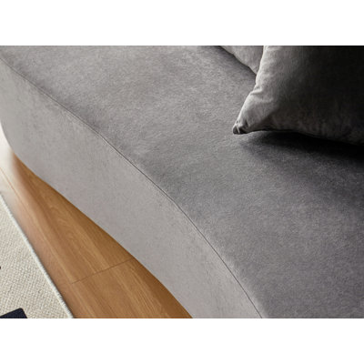 Curved Sofa with Throw Pillows, 4 Seater Luxury Couch with Half Moon Design, Living Room Couch