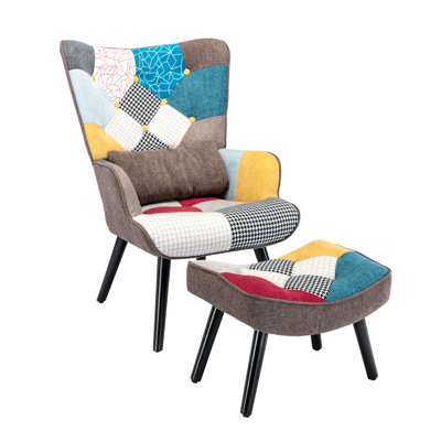 Kade Upholstered Armchair with Footstool