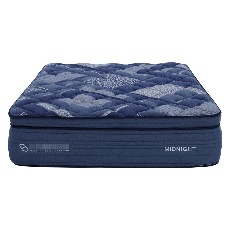 Grand matelas de 14 pouces de large avec unité de poche, mousse à mémoire de forme et housse en tissu super doux, lit long multi-compressé bleu