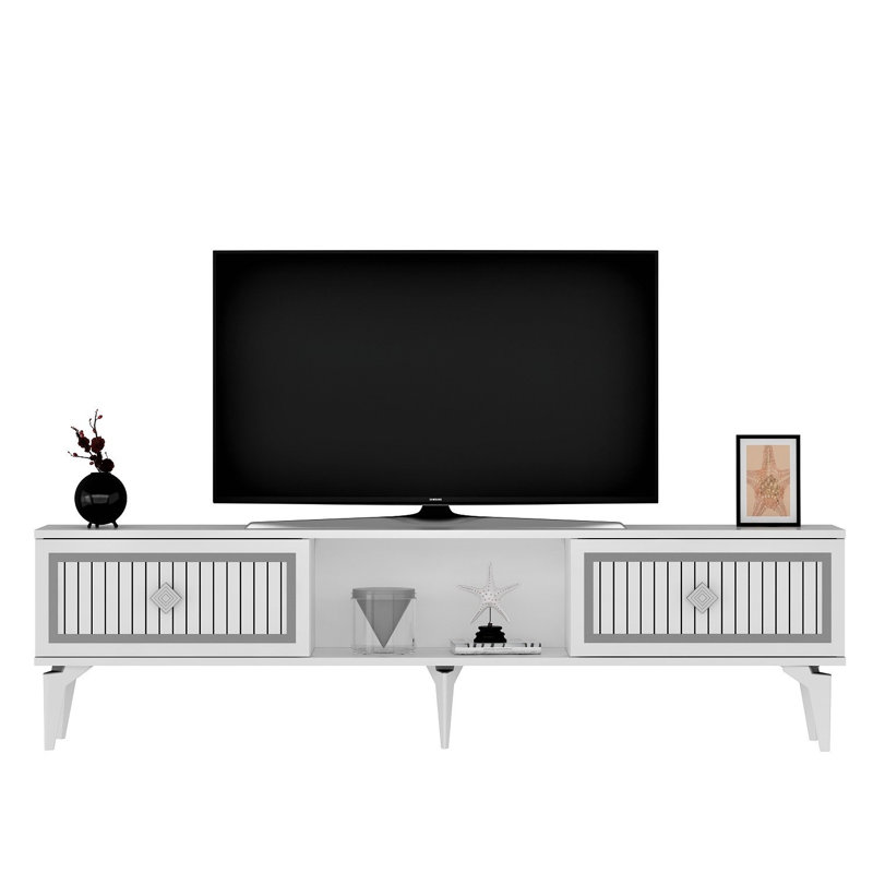 Olivia Unfinished TV Stand for TVs up to 70", White/Silver