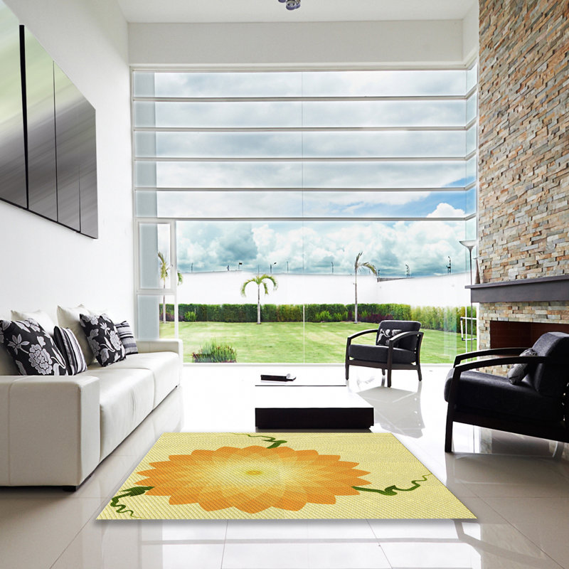 Tapis 100% à motifs lavables à la machine 2989 Pat1519-YW, Carré 6 pi