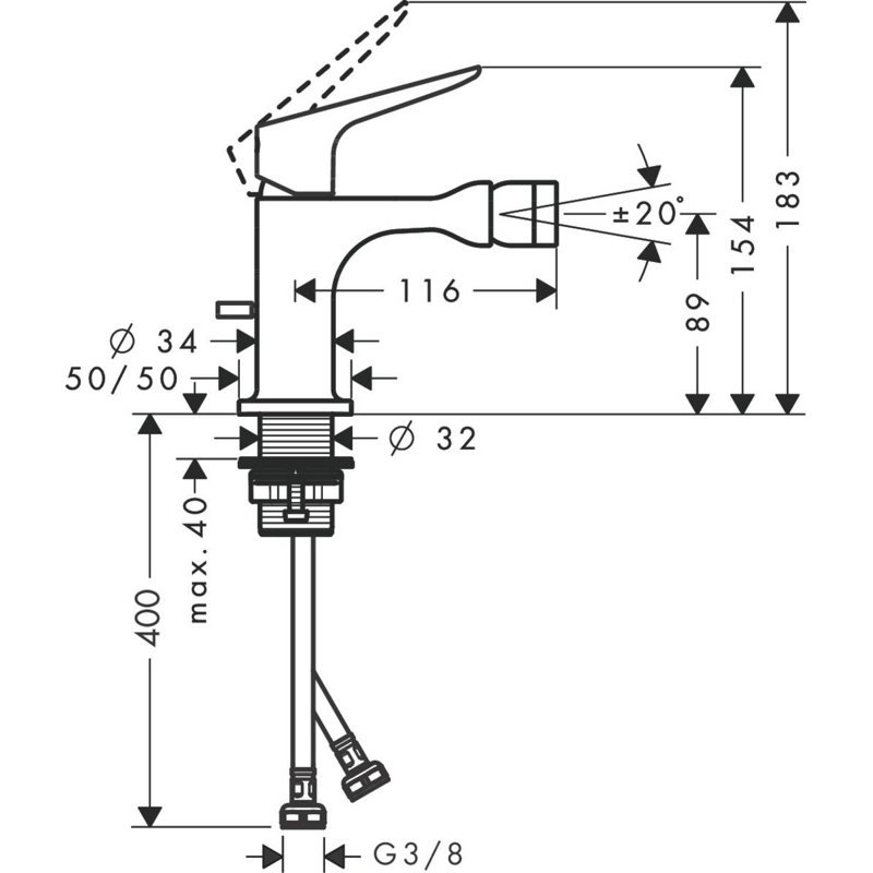 Citterio Single hole faucet Horizontal Spray Bidet Faucet, Chrome