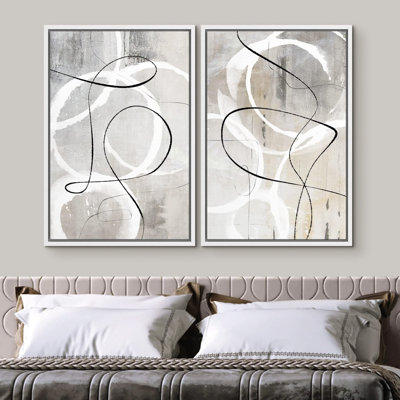 Ensemble de 2 peintures encadrées sur toile