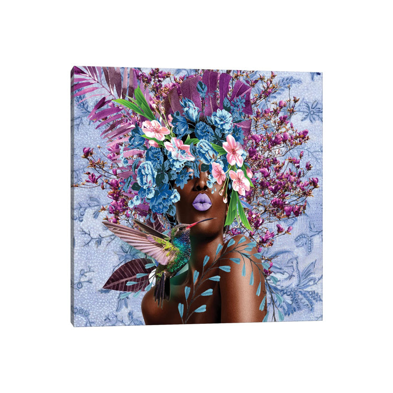 «Women in Bloom - Purplici» par Yvonne Coleman Burney - impression d'art graphique, H 12 po x l 12 po x P 1,5 po