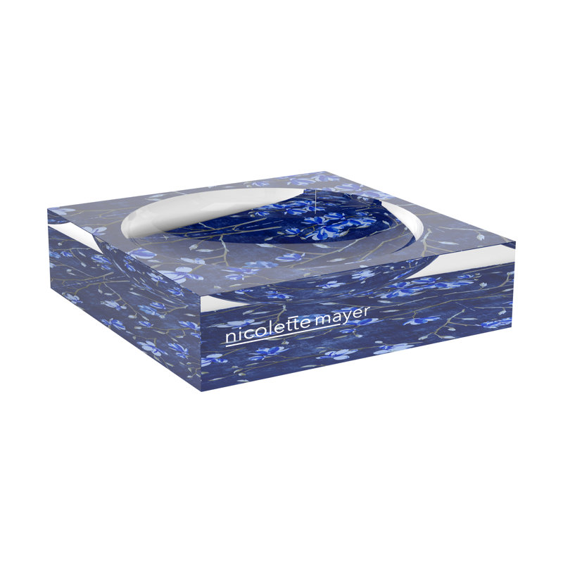 Bloom Delft Blue Acrylic Candy Catchall Dish, 8"W x 8"D x 2"H