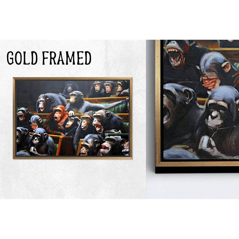 Impression sur toile Elegant Monkey Senators: décoration murale en verre trempé, toiles 1P GoldFramed, 31,6 po H x 43,4 po l