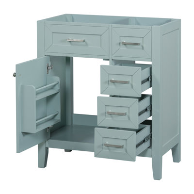 Meuble-lavabo de 30 po sans lavabo, base d'armoire seulement, armoire de salle de bain avec tiroirs, structure solide et panneau de fibres à densité moyenne, vert