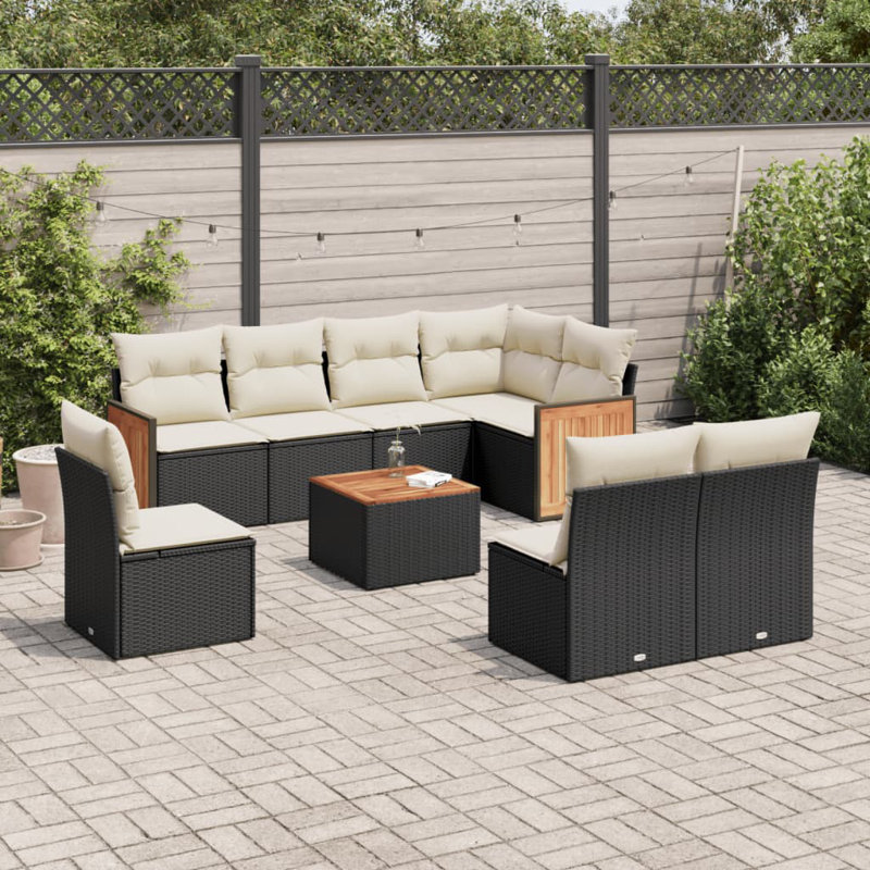 Ensemble de canapé de jardin Vidaxl noir, blanc crème