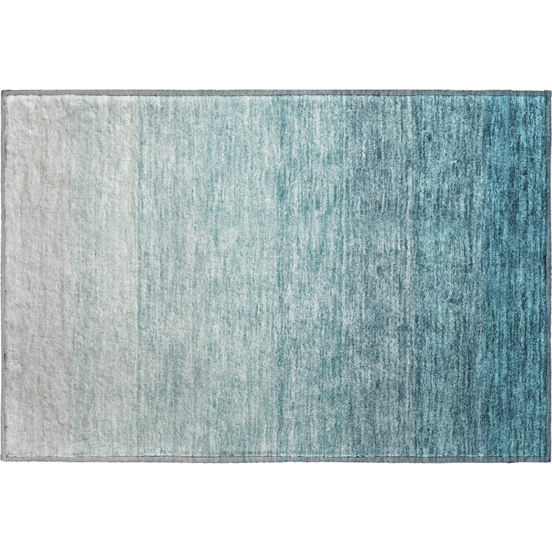 Premium Machine Washable Prisco Teal Rug, Rectangle 1'8" x 2'6"