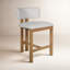 Morel Upholstered Stool with Solid Wood Frame