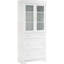 Armoire de salle de bain haute autoportante moderne de 70,1 po de hauteur avec 2 tablettes réglables, 3 tiroirs, portes en verre à fermeture en douceur - idéale pour la salle de bain, le salon et la cuisine