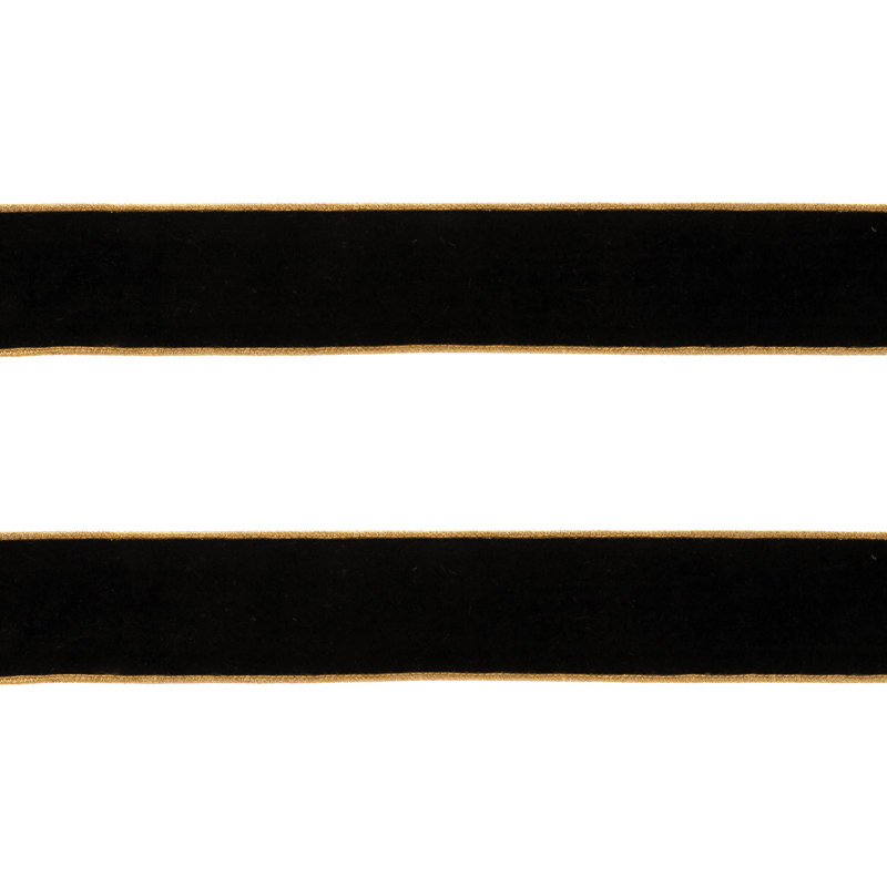 Ruban de velours à bord brut , Brun / or, H 0,25 po x l 360 po x P 2,5 po