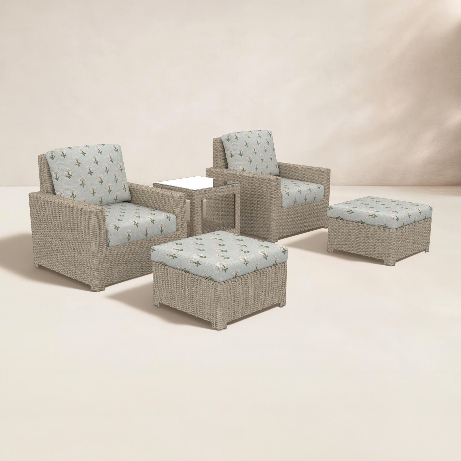 Henri 2-Person Sunbrella® Patio Seating Group, Mira Celeste