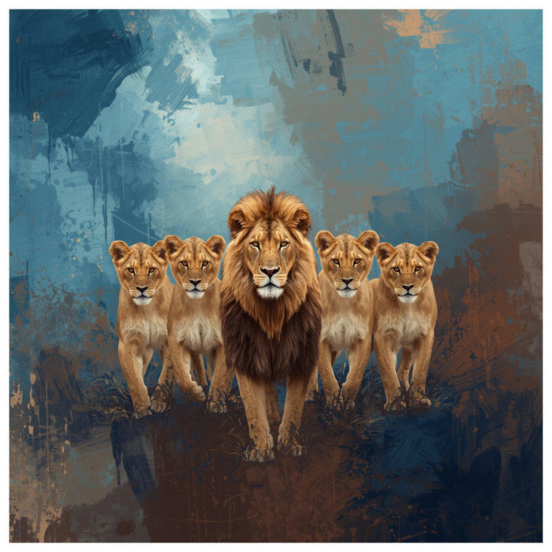 Lion With Cub Group Comforter, Twin