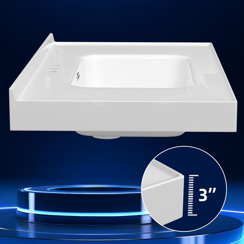 Comptoir de salle de bain simple à surface solide de 37 po x L 22 po avec lavabo central intégré et dosseret de H 1-3 / 8 po