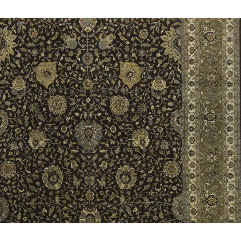 Hand-Knotted High-Quality Brown and Gold Area Rug