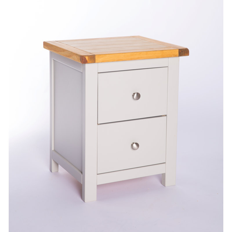Escudero 45cm W Solid + Manufactured Wood Bedside Table, Silver