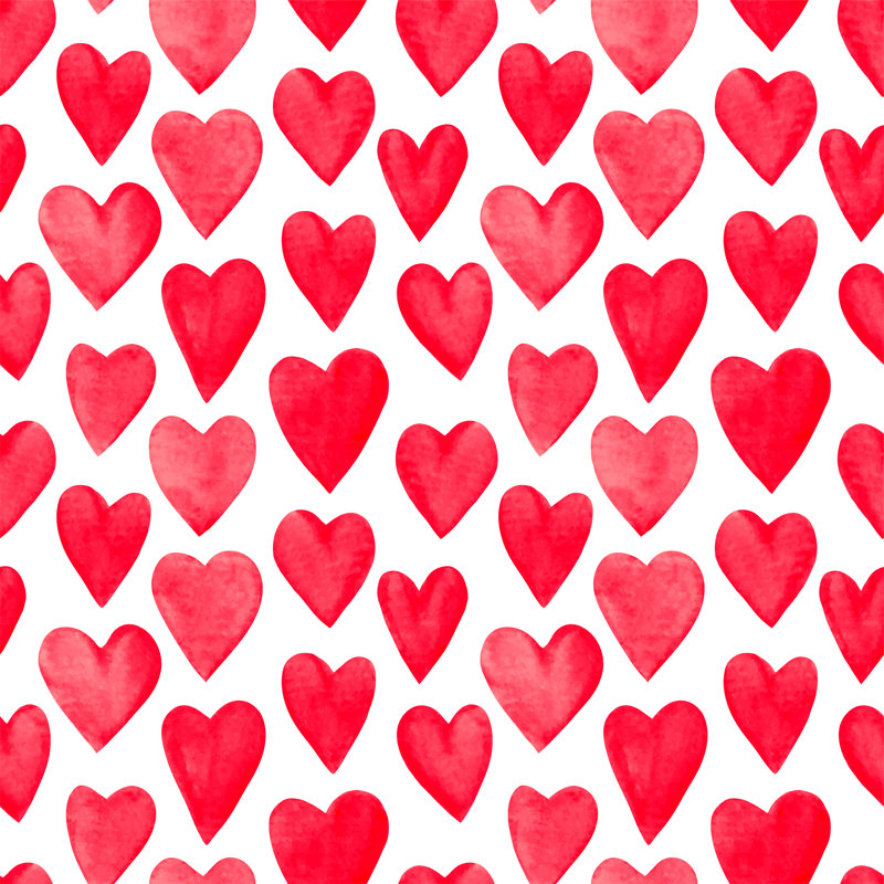 Red Watercolor Hearts - Wrapped Canvas Print, 76cm H x 76cm W x 3.8cm D