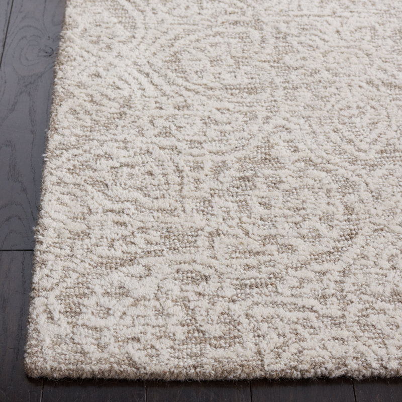 Metro Floral Area Rug In Natural / Ivory, Square 122 cm