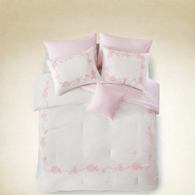 Gingham and Floral Comforter Set