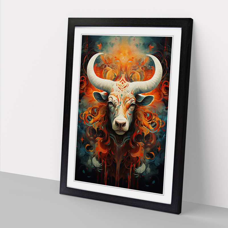Taurus Zodiac Abstract - Framed Print, Black, 34" H x 25" W x 2" D