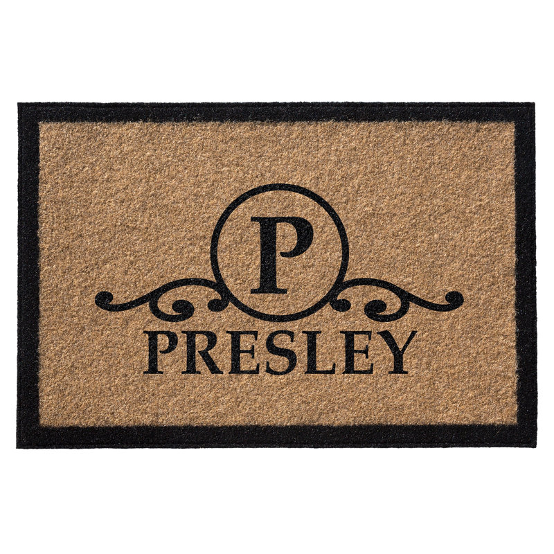 All-Weather Non-Slip Outdoor Personalized Mat, Yes, Black, 36" W x 72" L