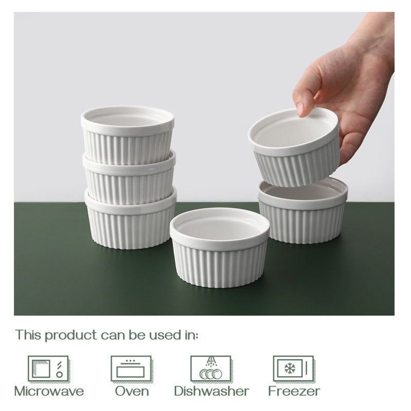 Ensemble de 6 bols 4Oz Ramekins, Blanc