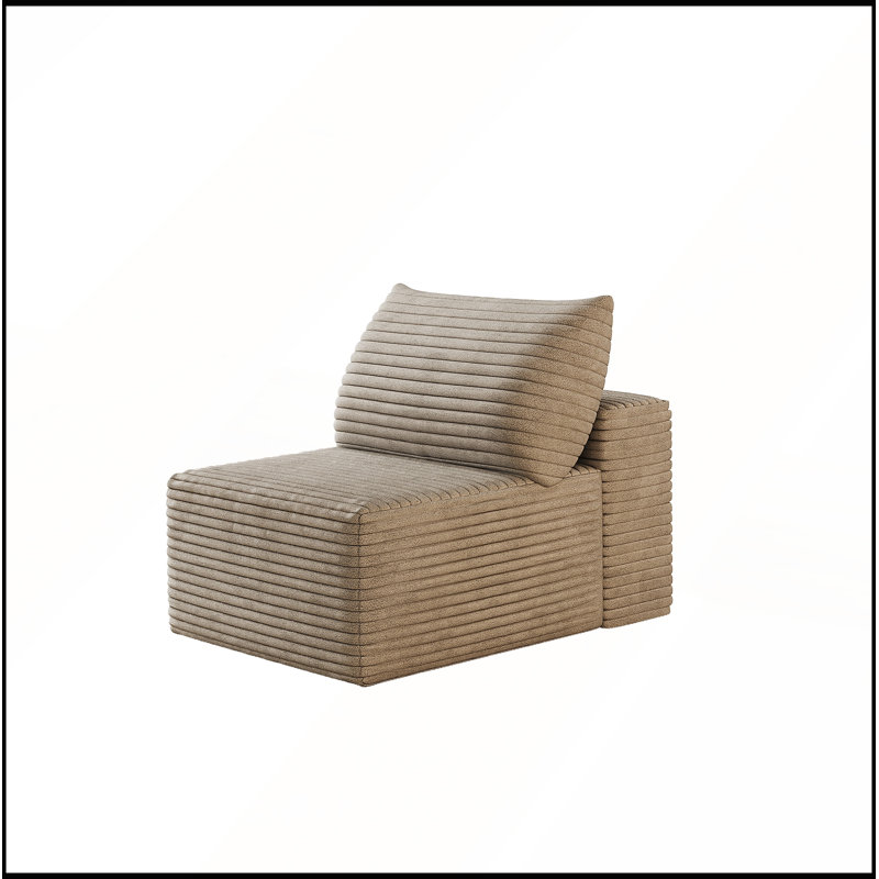 Canapé modulaire sans assemblage requis avec velours côtelé moelleux pour un confort et un style ultimes, L 37,4 po, Chameau