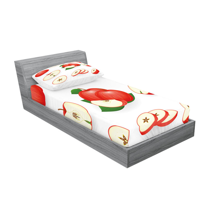 Drap-housse et coussin décoratif Ambesonne Sweets, crème écarlate, Ensemble de draps pour lit simple + 5 pièces supp