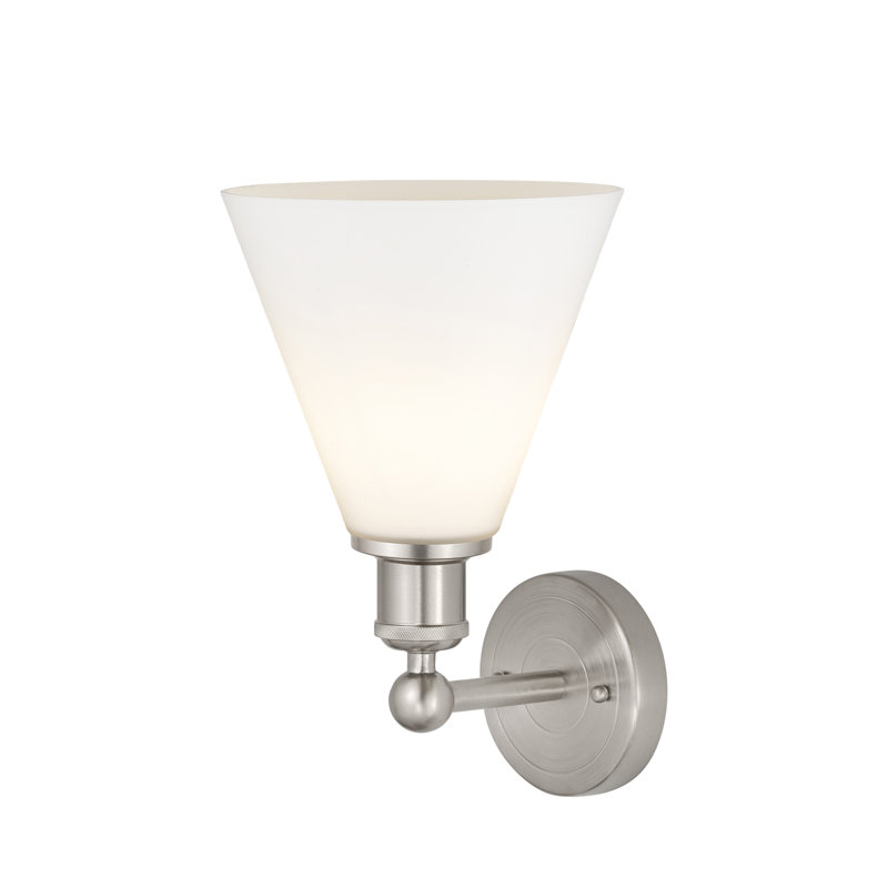 Beva Steel Armed Sconce, Matte White, Satin Nickel
