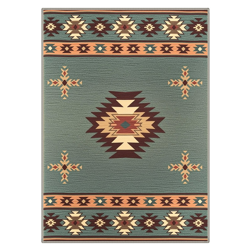 Almaden Southwestern Sage Tribal Medallion Oriental Performance Area Rug, Machine Washable, Soft Faux Cashmere& Non-Slip Backing