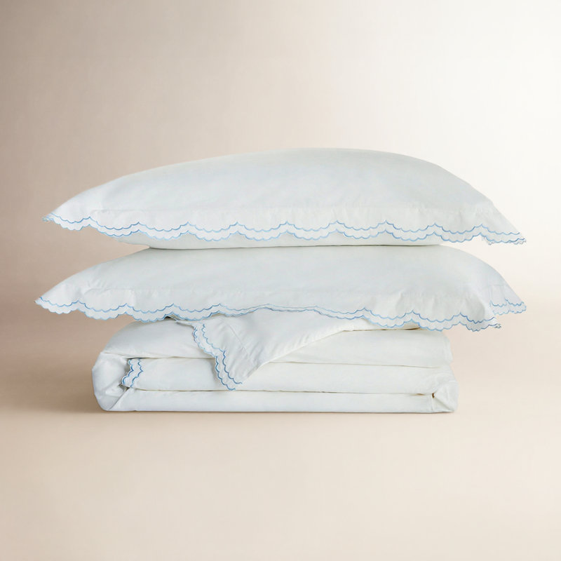Ensemble de housse de couette Bara, Housse de couette très grand et 2 très grandes t, Bleu / blanc
