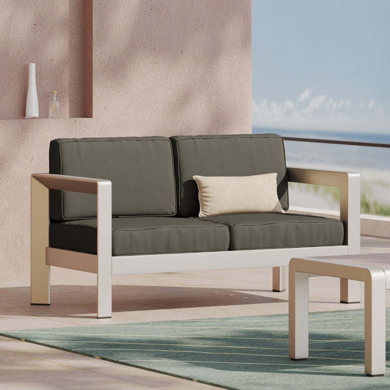 Causeuse d'extérieur luxueuse avec structure en aluminium durable et siège profond pour une détente confortable sur le patio