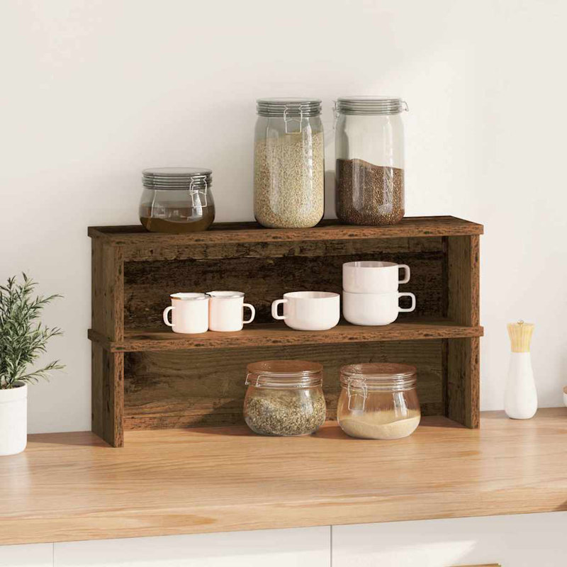 Kitchen Racks Stackable 2 Pcs 15x16 Cm, 16cm H x 60cm W x 15cm D, Old Wood