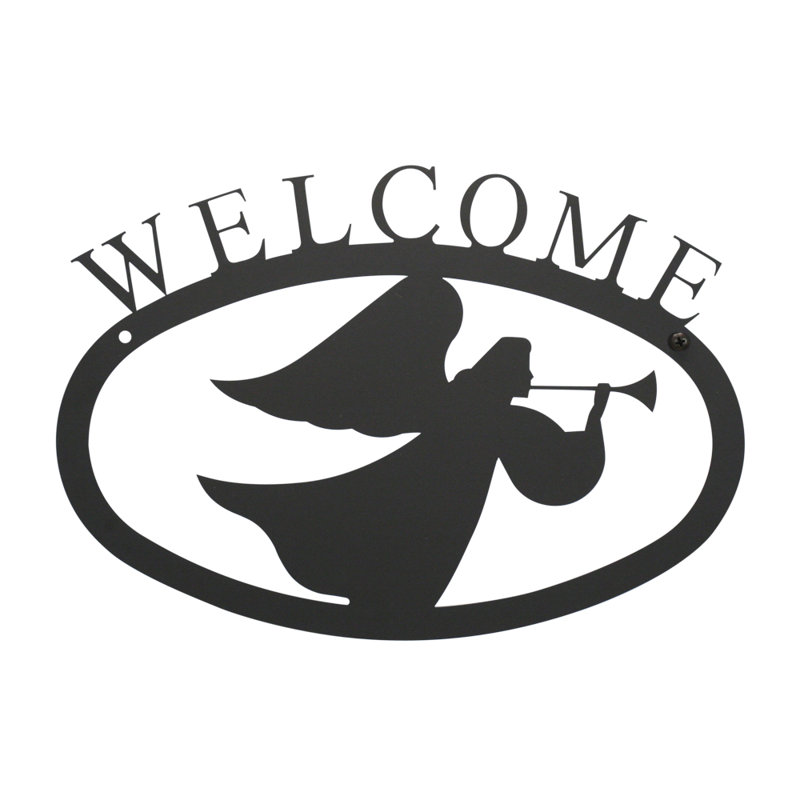 Angel - Welcome Sign  Large, 7.88" H x 11.38" W x 0.05" D