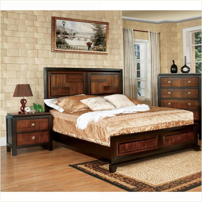 Transitional Acacia Walnut 2-Drawer Nightstand with Chrome Knobs