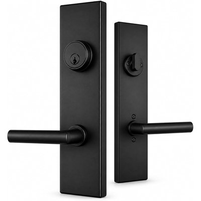 Side Door Lock Set with Deadbolt, Matte Black Keyed Lever for 1-3/8 to 2 in Side Doors