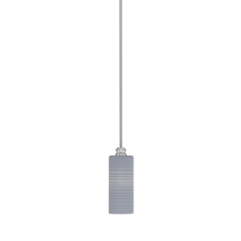 Edge Stem Hung Mini Pendant With 4" Gray Matrix Glass, Brushed Nickel