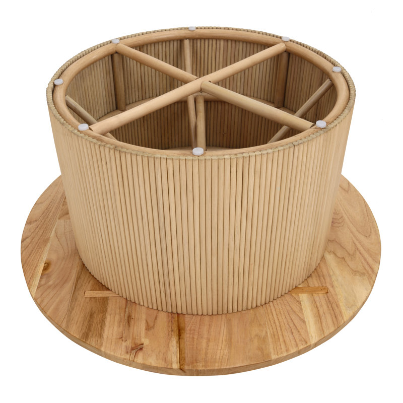 Kaelen Rattan Coffee Table W/ Wood Top