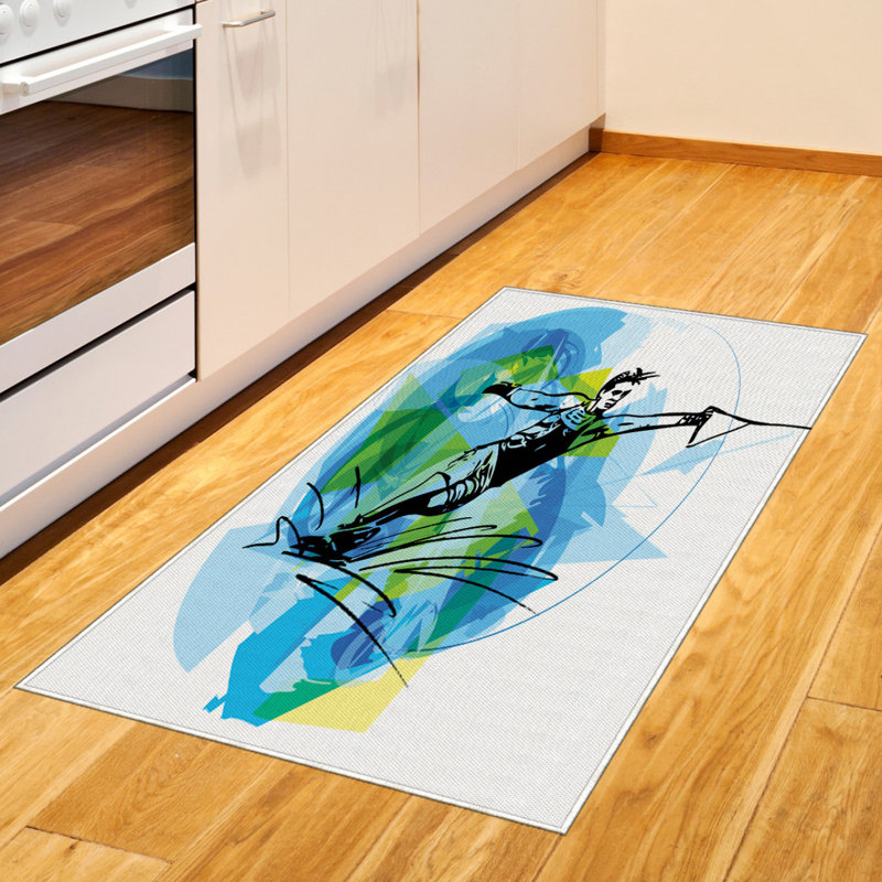 Tapis décoratif à haute densité en fibres de polyester Sports, Rectangle— 4 pi x 5 pi 8 po