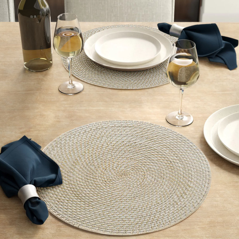 Bavan Jute Solid Colour Round Placemat, White