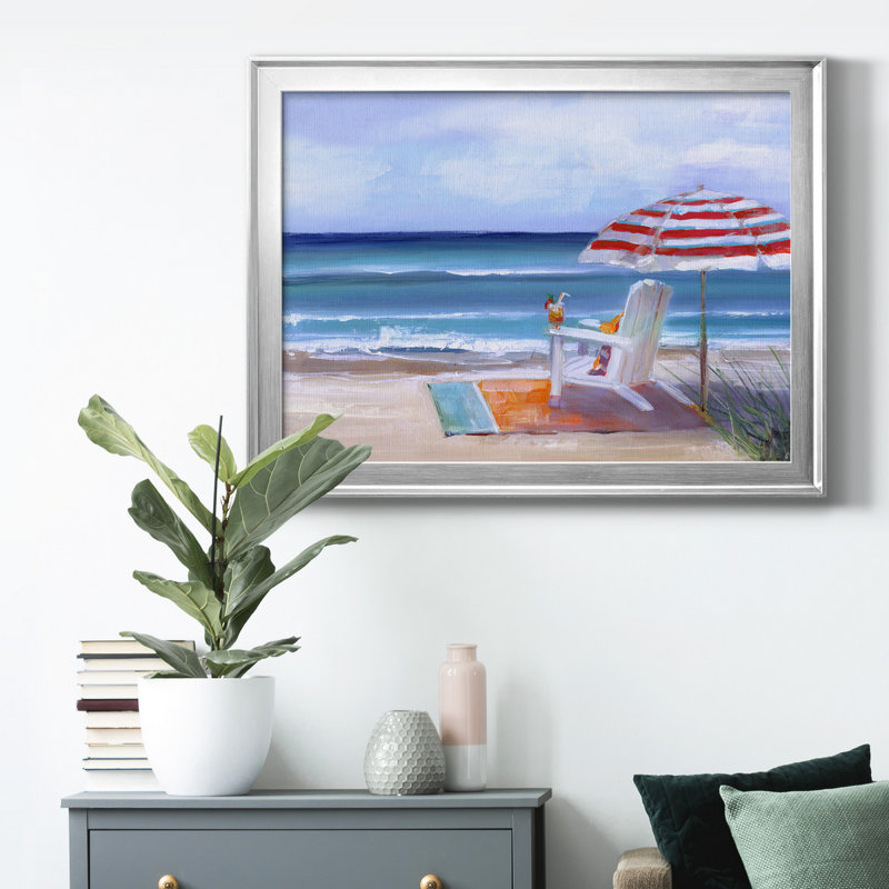 Toile encadrée de qualité supérieure Tea By The Sea - prête à être accrochée, Cadre argenté, H 18,5 po x l 24,5 po x P 1 po