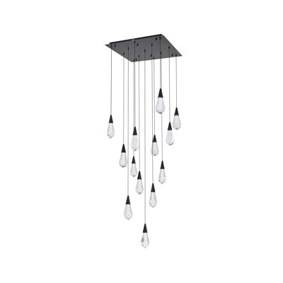Forrester 26 inch Square Crystal Pendant in Black