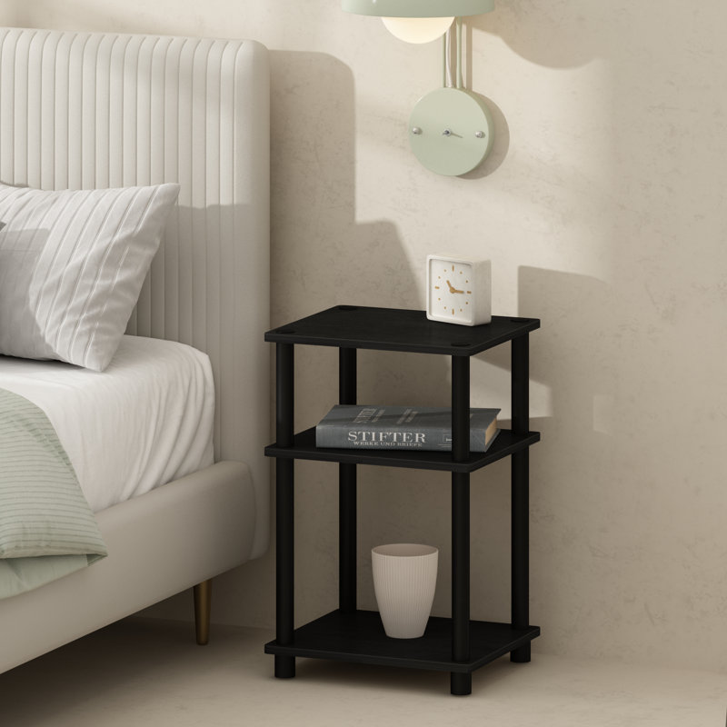 Akintayo 34cm W Plastic Bedside Table, Black