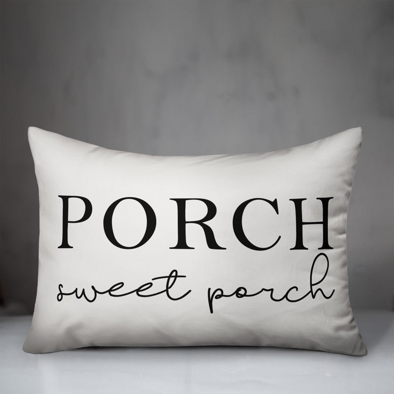 Textual Outdoor Throw Pillow, Off White/Black