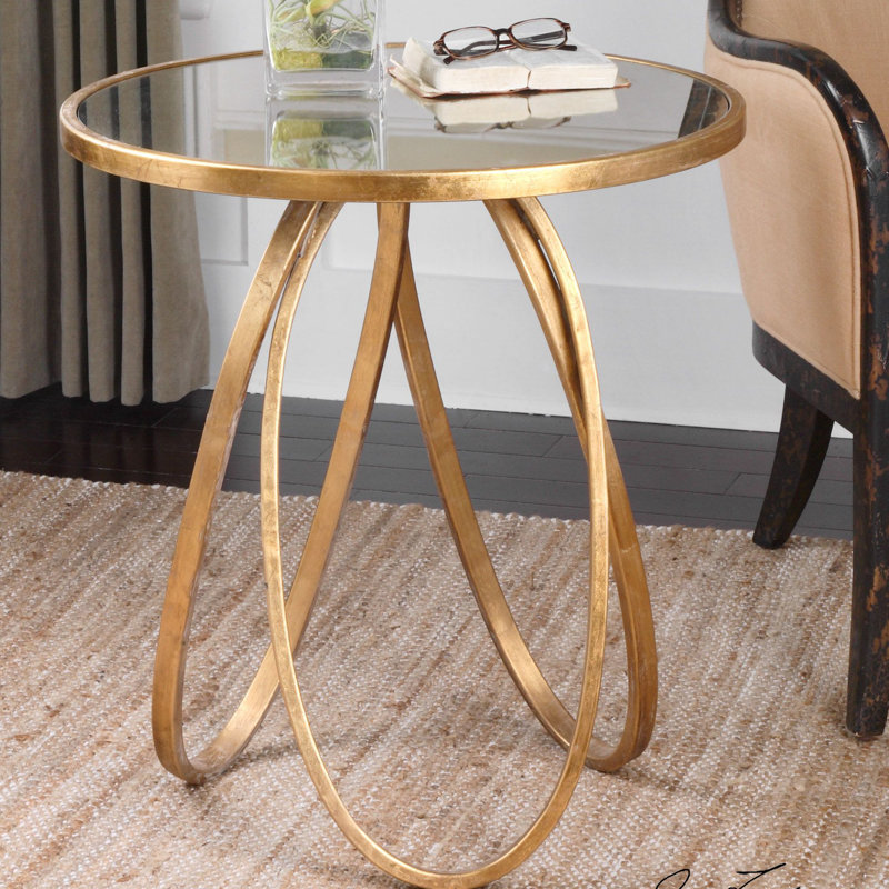 Grassingt Mirrored Glass Top End Table