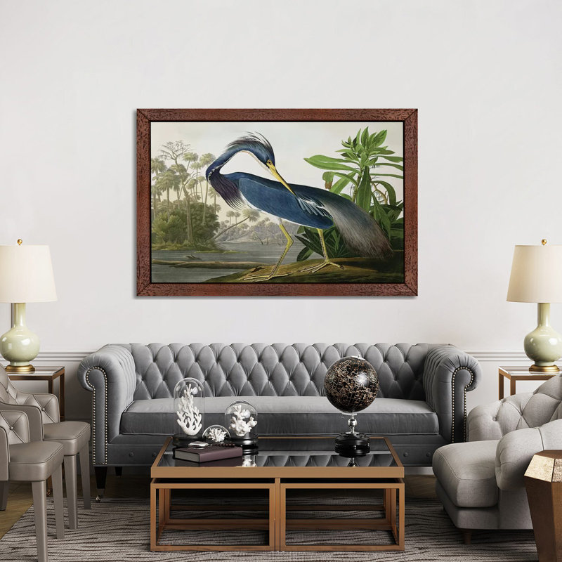 Louisiana Heron by John Audubon - Floater Frame Painting on Canvas, 152.5 cm H x 101.5 cm W, Brown Framed