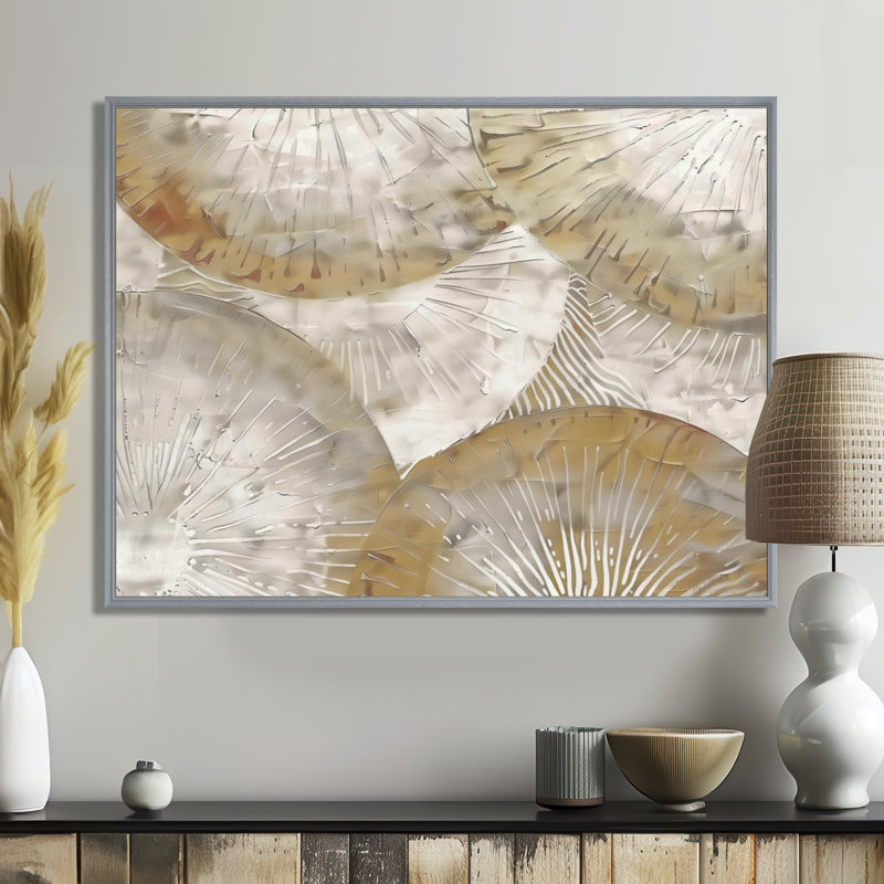 Mandala bohémien blanc et beige Simplicity II - Boho Mandala Decor Wall Art Living Room, Encadrement argenté